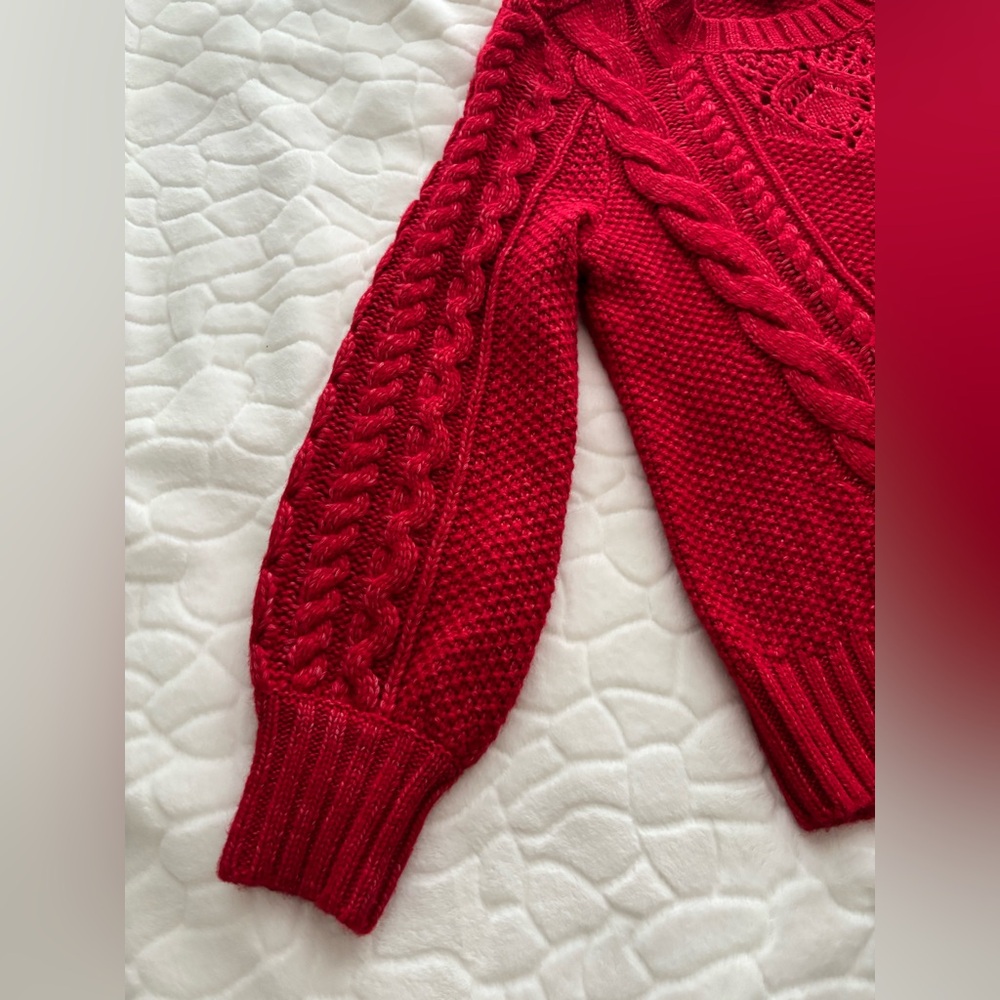 SOLD🚫Lands End NWOT Red Cable Knit Sweater - Picture 4 of 11